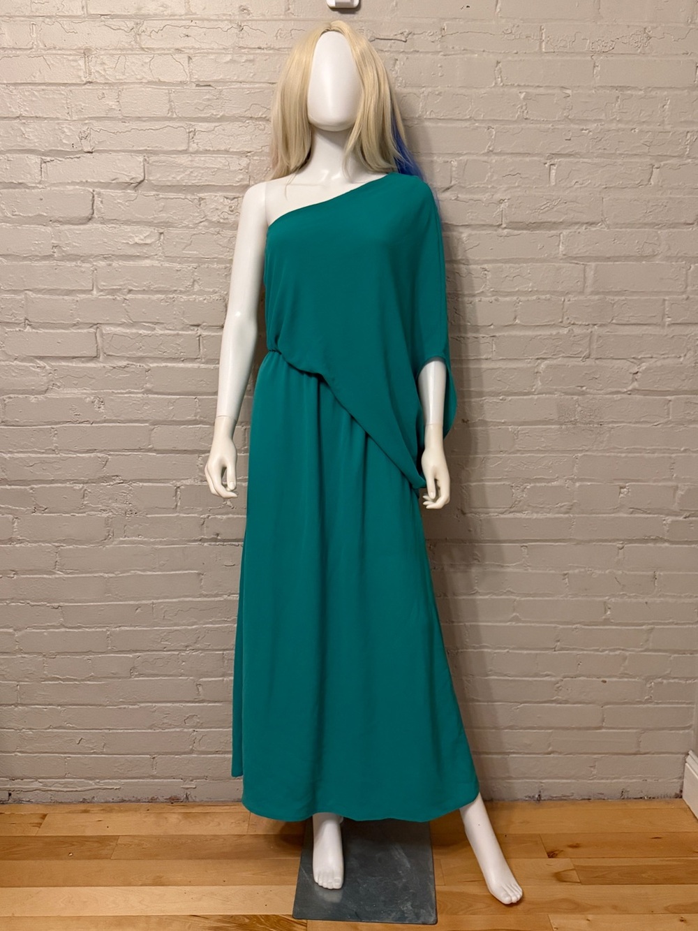 Judith March One Shoulder Maxi Dress Emerald Green Boho Chic